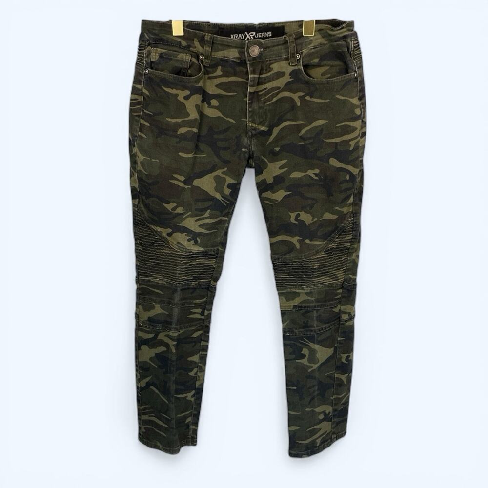XRAY Moto Jeans Slim Fit Stretch Men's 32x30 (30x27) Green Camo